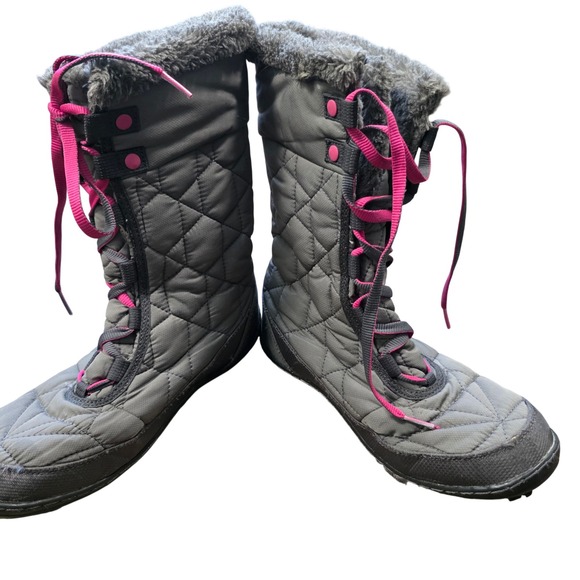 Columbia women's 6 Winter Snow Boots Waterproof Insulated Omni Pink Gray Granola - Picture 2 of 9